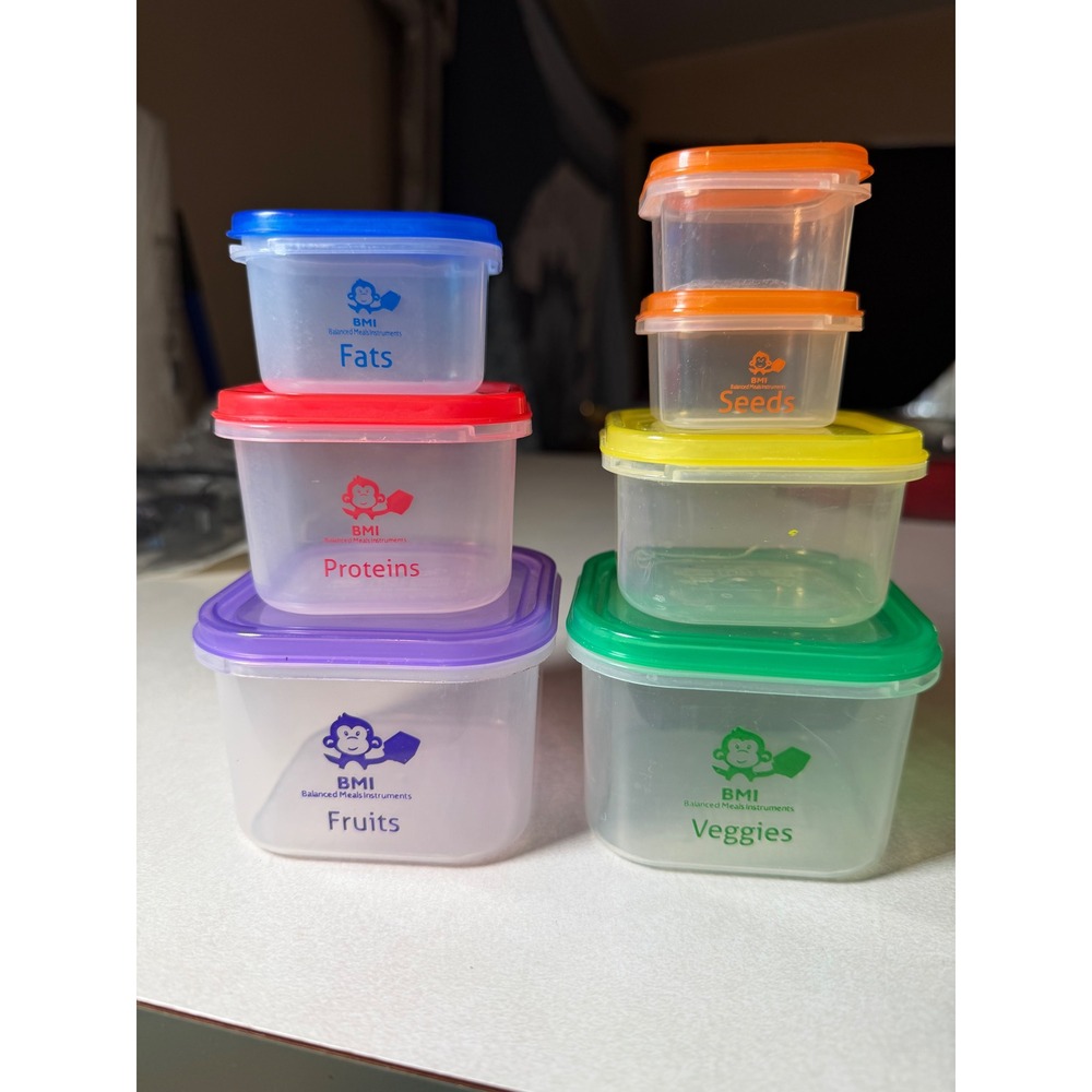 BMI Balanced Meals Instruments Portion Control Container Set 7 Piece Color Coded